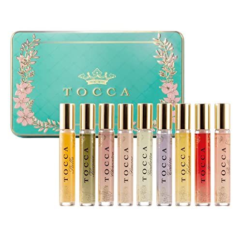 Tocca Luxury Fragrance Wardrobe - Set of 9 Travel Size Women&#39;s Perfumes in Giftable Tin Case (101 Value), Includes Florence, Cleopatra, Stella, Giulietta, Simone, Colette, Liliana, Gia Belle