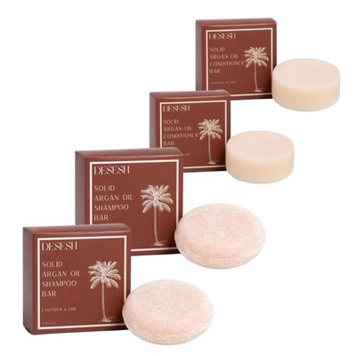 Argan Oil Solid Shampoo and Conditioner Bar Value Bundle, US-Made, No Artificial Colors Or Fragrances, Vegan, Cruelty Free, Designed For All Hair Types, Plastic Free (Lavender Lime)
