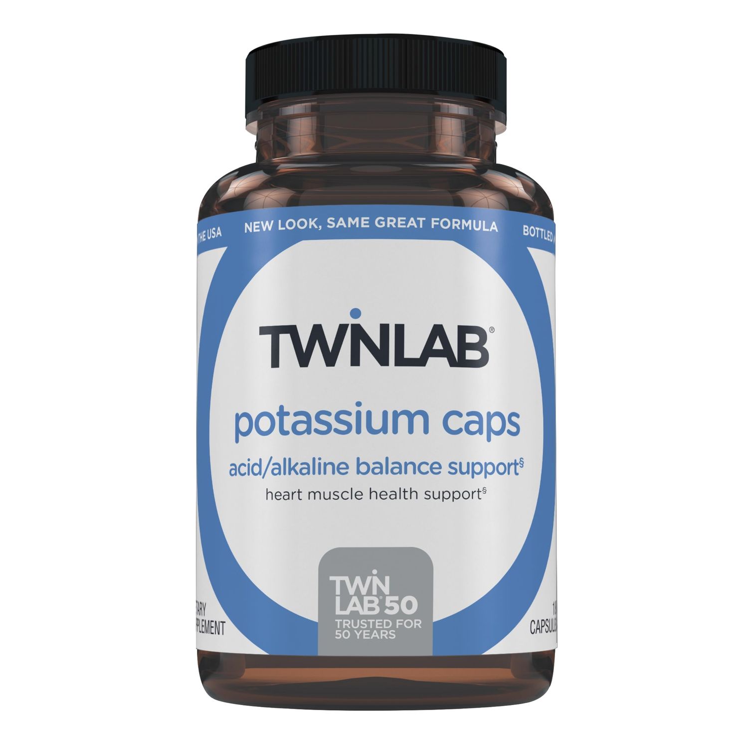 Twinlab Potassium Caps - Electrolyte Supplement for Muscle, Heart Tissue Health - 180 Capsules, 99 mg