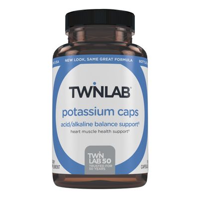 Twinlab Potassium Caps - Electrolyte Supplement for Muscle, Heart Tissue Health - 180 Capsules, 99 mg