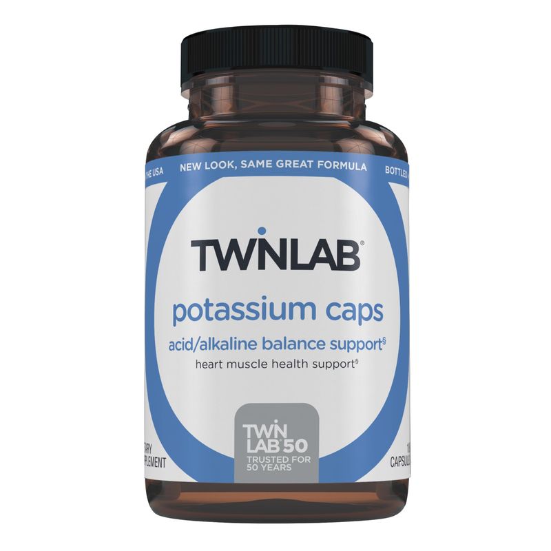 Twinlab Potassium Caps - Electrolyte Supplement for Muscle, Heart Tissue Health - 180 Capsules, 99 mg