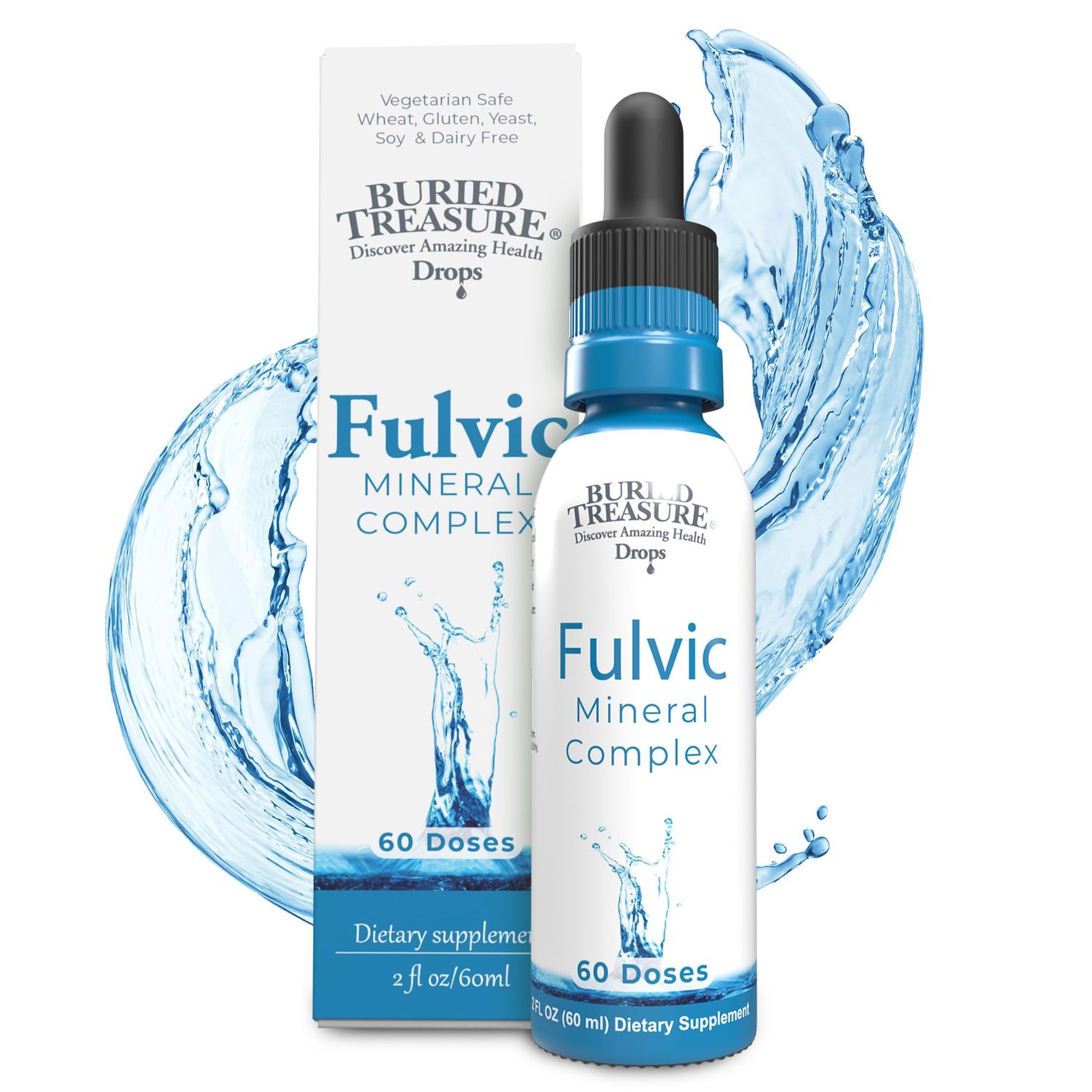Buried Treasure Fulvic Mineral Drops - Concentrated Fulvic Acid Delivering Trace Mineral Drops as a Colloidal Minerals Liquid Supplement - Supporting Energy with Trace Minerals Electrolytes - 2 fl oz
