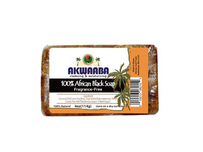 AKWAABA 100 African Black Soap(Fragrance-free) 4oz - For Body and Face Moisturize and nourish your skin Safe for all skin types
