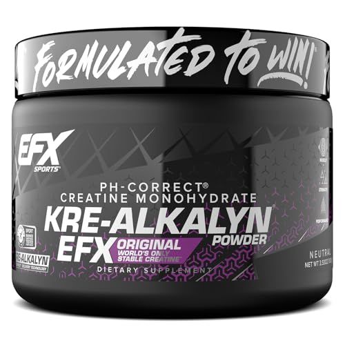 EFX Sports Kre-Alkalyn EFX Powder pH Correct Creatine Monohydrate Powder Supplement Strength, Muscle Growth Performance 66 Servings (Unflavored)
