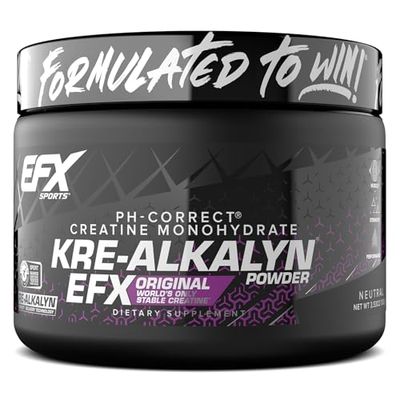 EFX Sports Kre-Alkalyn EFX Powder pH Correct Creatine Monohydrate Powder Supplement Strength, Muscle Growth Performance 66 Servings (Unflavored)