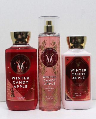 Bath Body Works - Winter Candy Apple - Winter 2019 - Daily Trio - Shower Gel, Fine Fragrance Mist Super Smooth Body Lotion