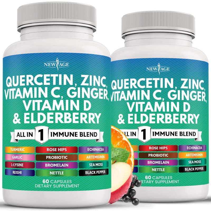 Quercetin Zinc Vitamin C Vitamin D Bromelain Elderberry -Nettle Supplement with Artemisinin, Sea Moss, Echinacea - 120 Count