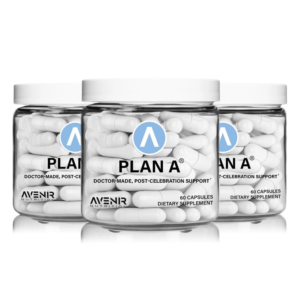 Avenir Nutrition Plan A Post-Celebration Relief Morning Restore Electrolyte for Dehydration Headache Support Dihydromyricetin DHM L Cysteine 180 Capsules for Men and Women