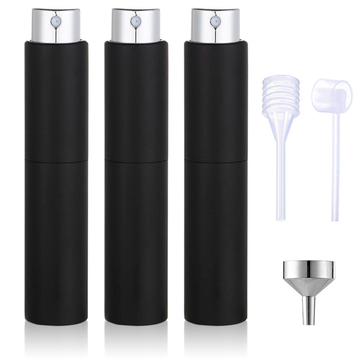 KAYZON Mini Perfume Atomizer for Travel - Portable Refillable Spray Bottle Scent Pump Case Fragrance Empty Cologne Dispenser - 10 ml Perfume Container Sprayer For Traveling Outdoor (3PCS Black)