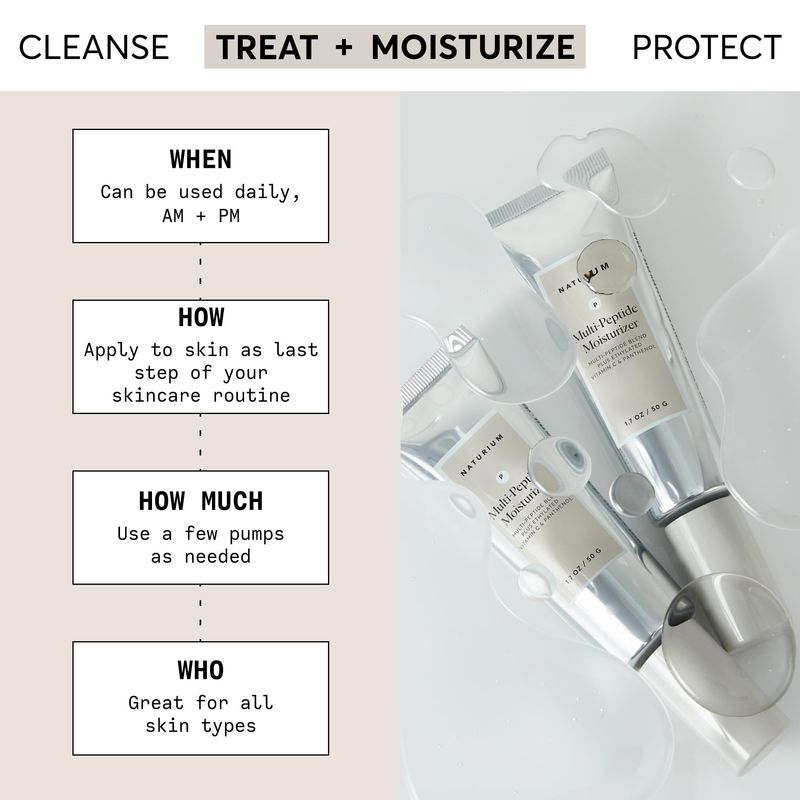 Naturium Multi-Peptide Moisturizer, Hydrating Smoothing Skin Care, Moisturizes with Ethylated Vitamin C Panthenol, 1.7 oz
