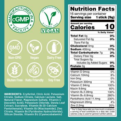 Venture Pal Sugar Free Electrolyte Powder Packets - Liquid Daily IV Drink Mix for Rapid Hydration Party Recovery 5 Vitamins 7 Electrolytes Keto Friendly Non-GMO Certified Vegan 16 Sticks