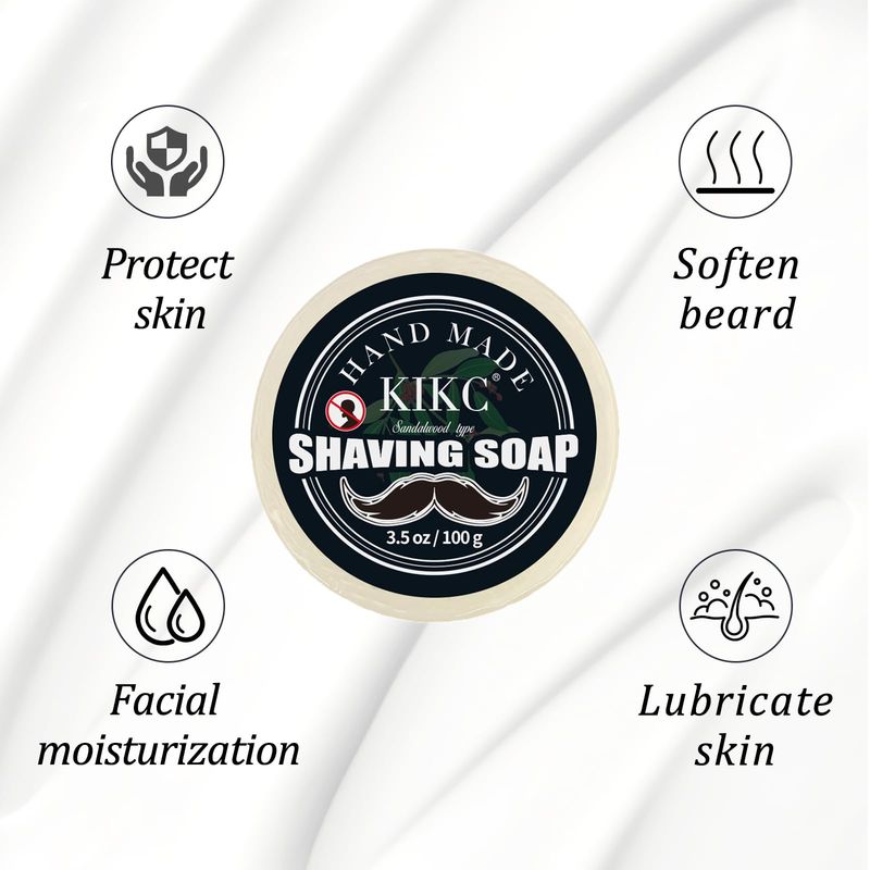 KIKC Shaving Soap and Shaving Cream Kit,Sandalwood Scent Shave Soap for Men,Shave Cream with Ocean Fragrance, a 3.5oz Soap, a 2 in 1 Shave Cream 150ml for Wet Shaving