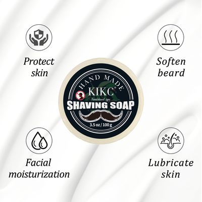 KIKC Shaving Soap and Shaving Cream Kit,Sandalwood Scent Shave Soap for Men,Shave Cream with Ocean Fragrance, a 3.5oz Soap, a 2 in 1 Shave Cream 150ml for Wet Shaving