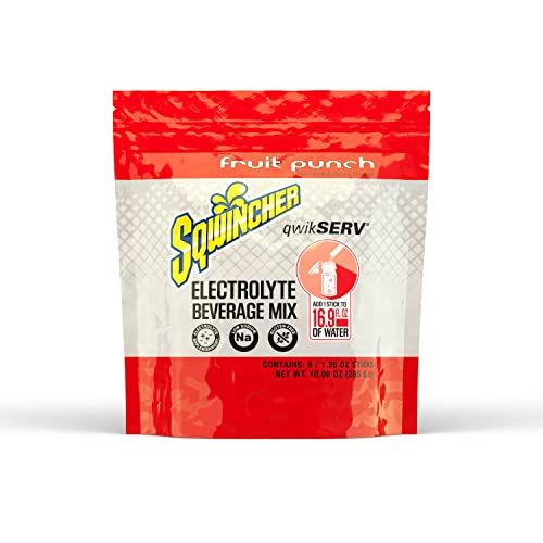 Sqwincher Thirst Quencher Qwikserv Electrolyte Replacement Drink Mix, Fruit Punch, 1.26 Oz Packet, 8pack