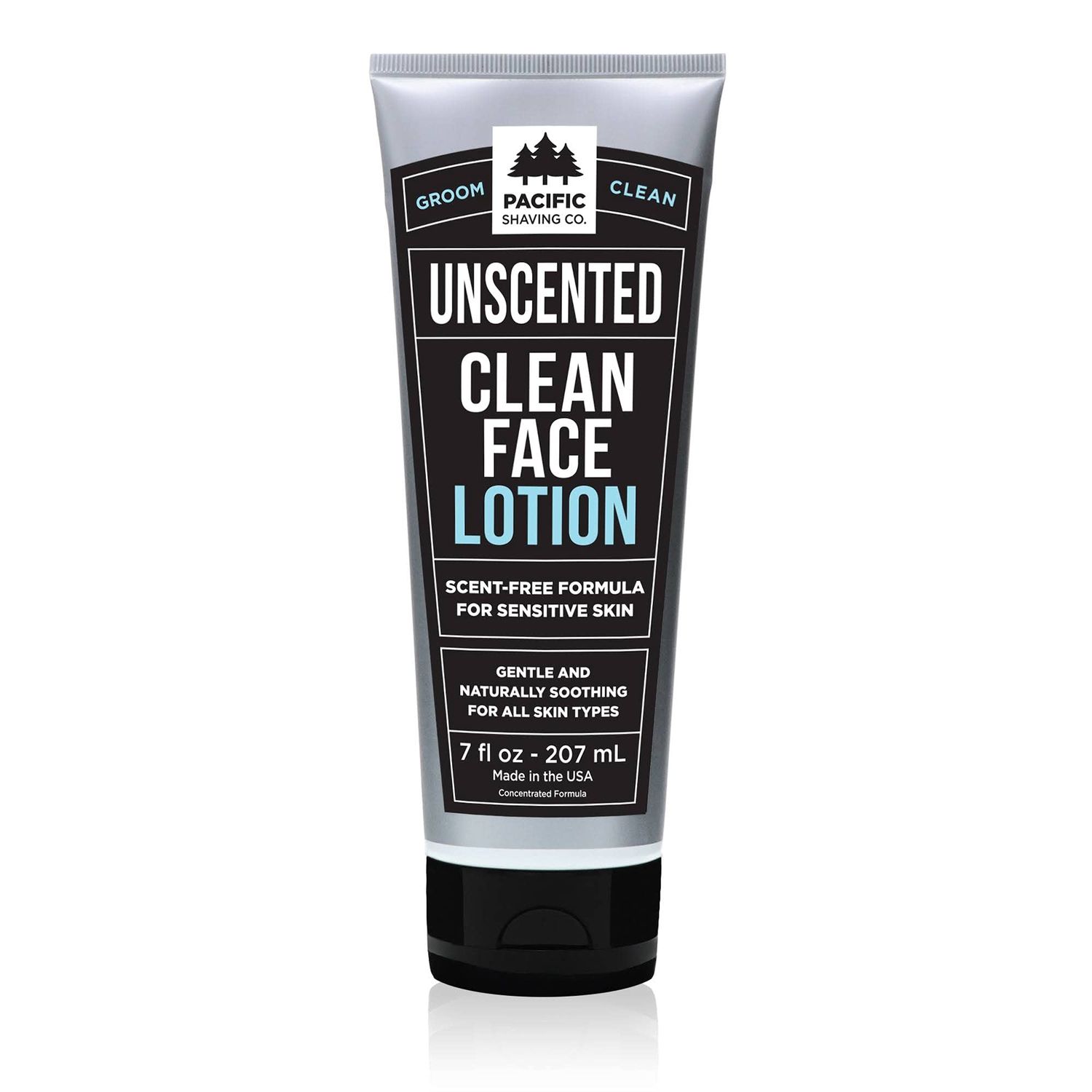 Pacific Shaving Company Clean Face Lotion - Hydrating Face Moisturizer with Avocado Jojoba Oil - Fragrance-Free Skin Care Products for Men - Lightweight Clean Face Lotion for Sensitive Skin (7 Oz)
