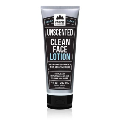 Pacific Shaving Company Clean Face Lotion - Hydrating Face Moisturizer with Avocado Jojoba Oil - Fragrance-Free Skin Care Products for Men - Lightweight Clean Face Lotion for Sensitive Skin (7 Oz)