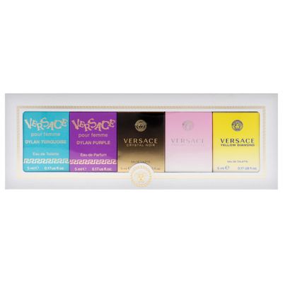 Versace Miniatures Collection for Women - 5 Pc Fragrance Gift Set Iconic Luxury Perfumes Travel-Friendly Perfect for Gifting