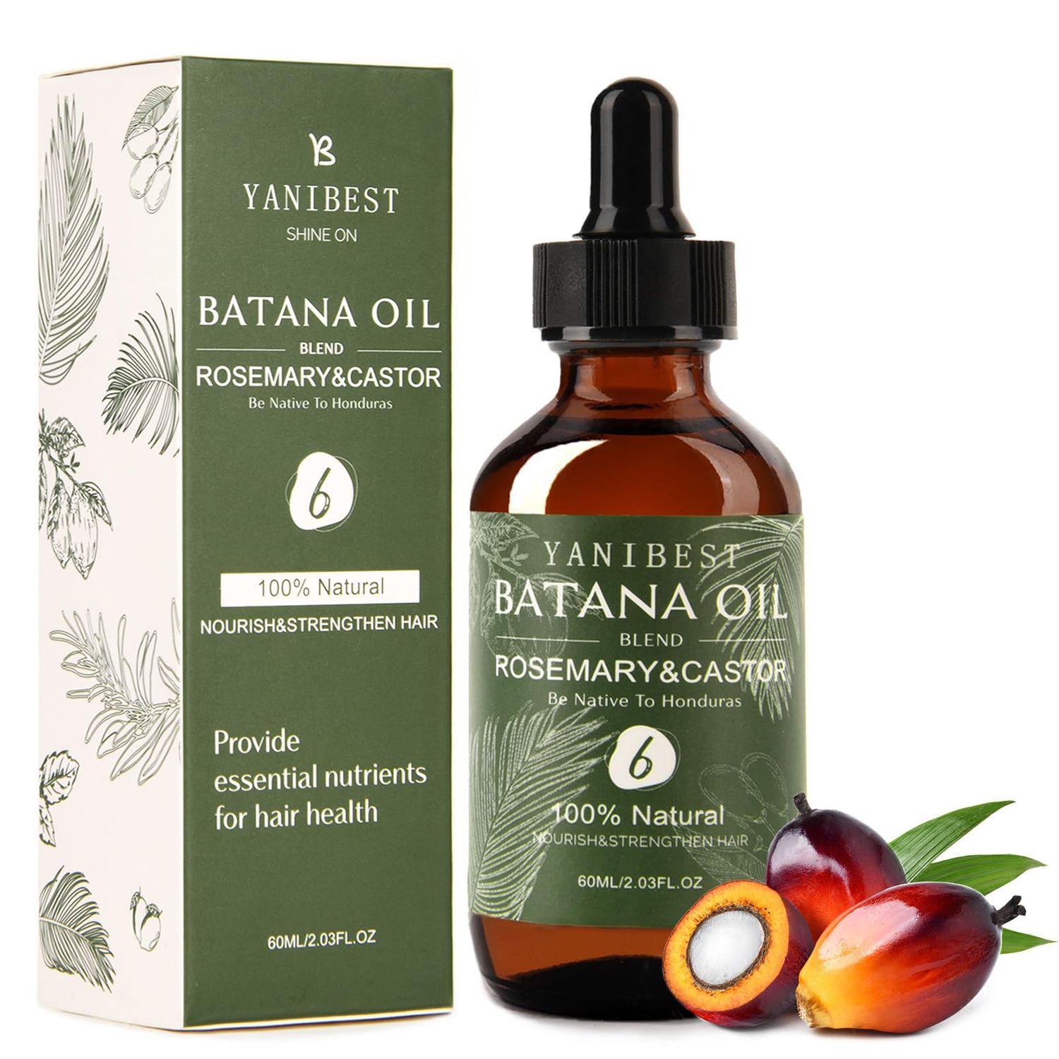 YANIBEST Batana Castor Oil, 100 Pure Natural Hair Oil for Strengthening Hair, Nourish and Repair Damaged Hair, Improve Scalp Health