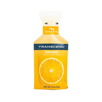 Transcend Foods Orange Gel (1.1 oz, Pack of 10) Fast-Acting Carb Gel Orange Flavor - Caffeine Free, Gluten Free