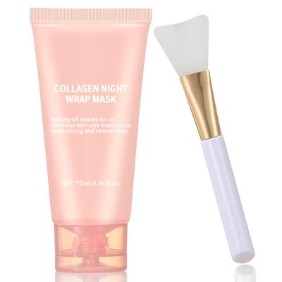 TYTCA Collagen Night Wrapping Mask Peel-Off Overnight Collagen Face Mask - Deeply Hydrates Firming Glowy - Reduce Sagging Wrinkle For Glowing Skin 2.54 fl.oz with Mask Applicator
