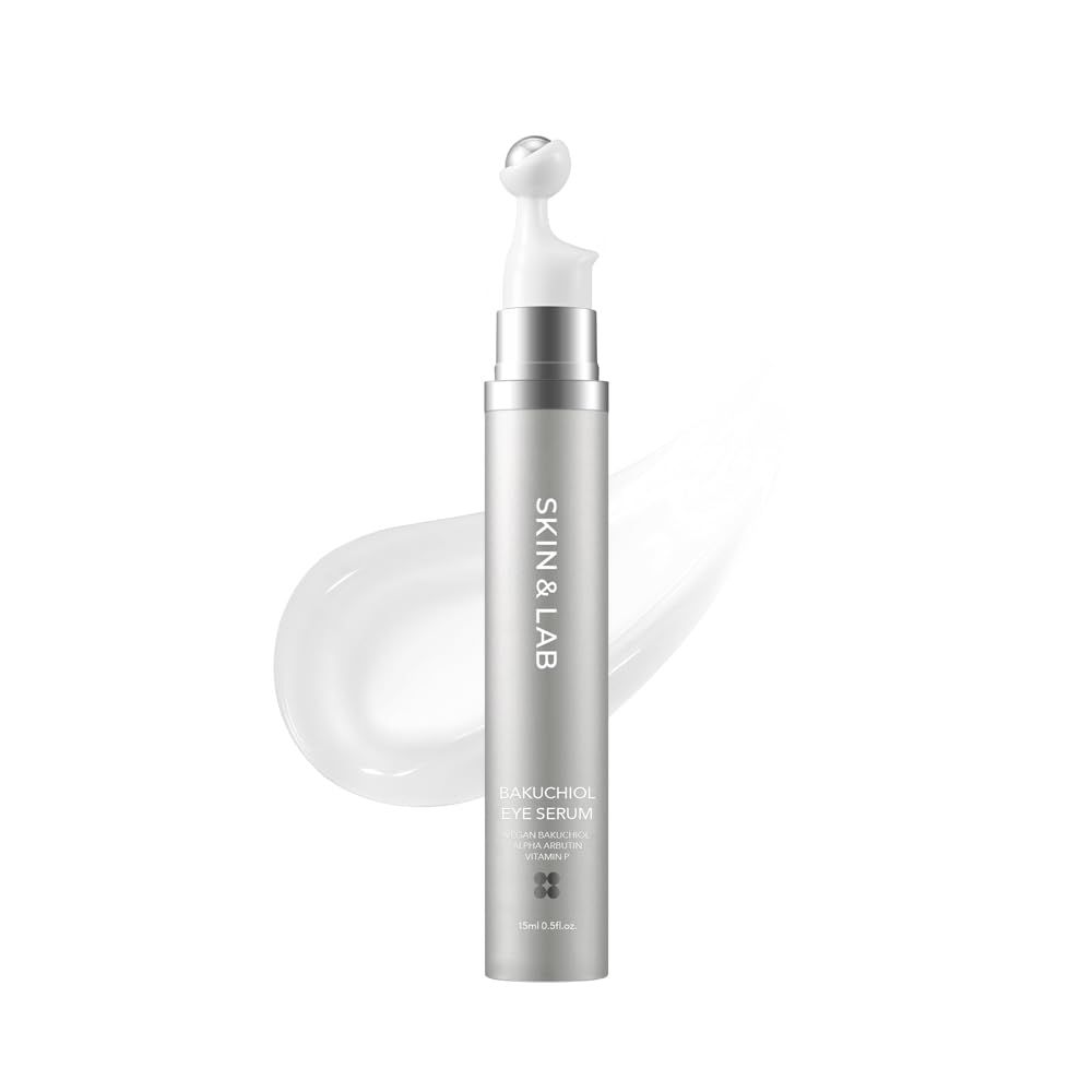 SKINLAB Bakuchiol Eye Serum with Caffeine, Roll-on Korean Under Eye Serum, Anti-Aging Wrinkle Care for Fine Lines, vegan, cruelty-free, 0.5 fl. Oz
