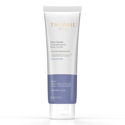 THEORIE Pure Face and Body Scrub- Hypoallergenic, Aloe Based Vegan- Fragrance, Sulfate, Irritant, Paraben Allergen FREE, Ultra Gentle Cleansing Exfoliant for Sensitive Skin, 8 Fl.Oz Tube 237 mL