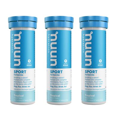 Nuun Active Tropical Fruit Electrolyte Enhanced Drink Tabs (3 Tubes of 10 Tabs)
