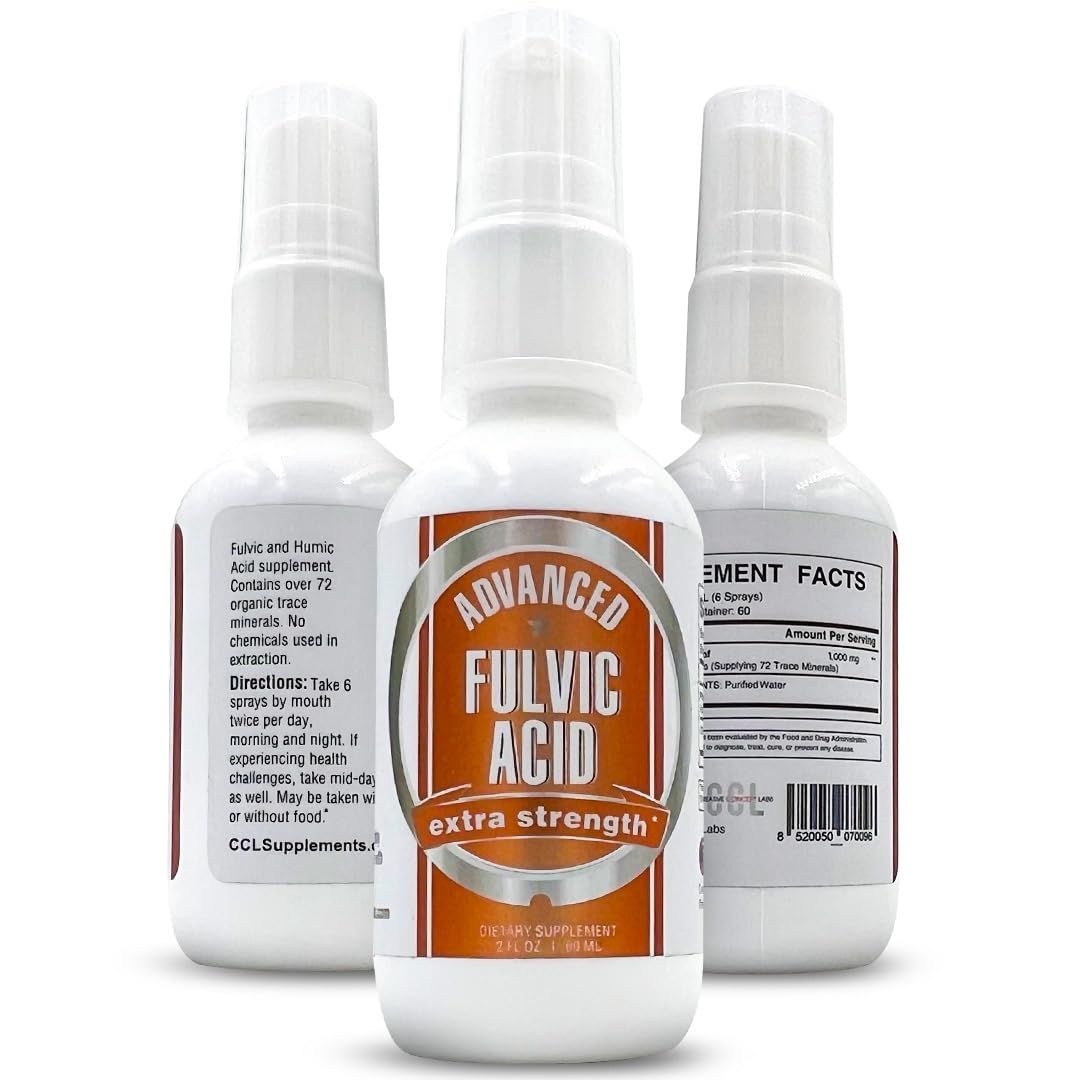 CCL Supplements Advanced Fulvic Acid and Humic Acid Trace Mineral Liquid Spray Supplement. 70 Ionic Organic Vital Minerals Electrolytes, Similar Benefits of Shilajit Drops (2 oz - 60 Servings)