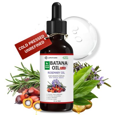 LAPUTIANS Raw Batana and Rosemary Hair Growth Serum for Post-Batama Oil Treatment, 8 in 1 DHT Blocking formula, Cold Pressed Organic Botana, Biotin, Castor, Argan, Saw Palmetto, Pumpkin Seed