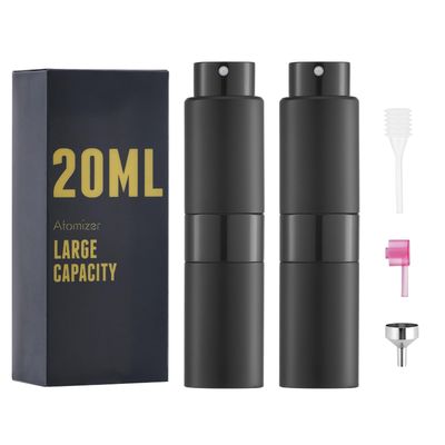 owlyee Perfume Travel Refillable Atomizer Bottle Cologne Spray Mini for Refill - Empty Fragrance Sprayer for Men - Large Size 20ML - Black 2PCS