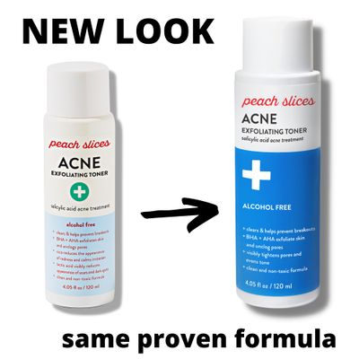 Peach Slices Acne Exfoliating Toner 2 Salicylic Acid AHABHA Exfoliation Facial Cleanser Calms Soothes Prevents Breakouts Alcohol Sulfate Free Skin Care for Women Men 4 Oz