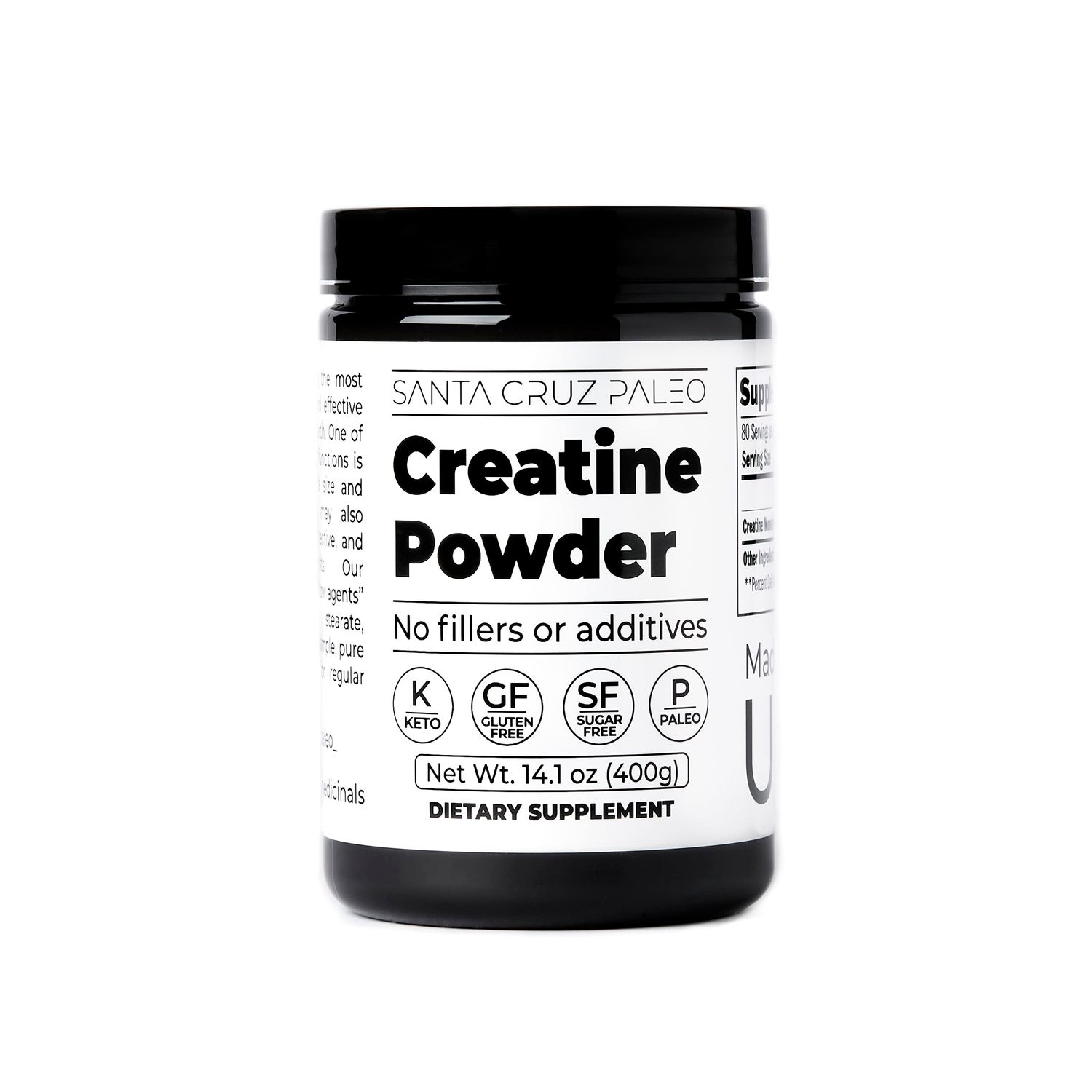 Santa Cruz Paleo Creatine Powder, Supports Muscle Growth Energy, Gluten Free, Keto, Sugar Free, Paleo, No Fillers or Additives, Creatine Monohydrate Powder, 14.1oz, 80 Servings