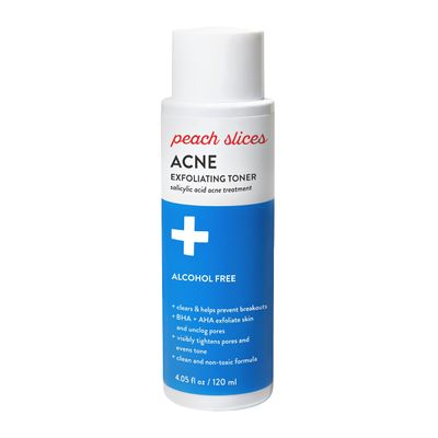 Peach Slices Acne Exfoliating Toner 2 Salicylic Acid AHABHA Exfoliation Facial Cleanser Calms Soothes Prevents Breakouts Alcohol Sulfate Free Skin Care for Women Men 4 Oz