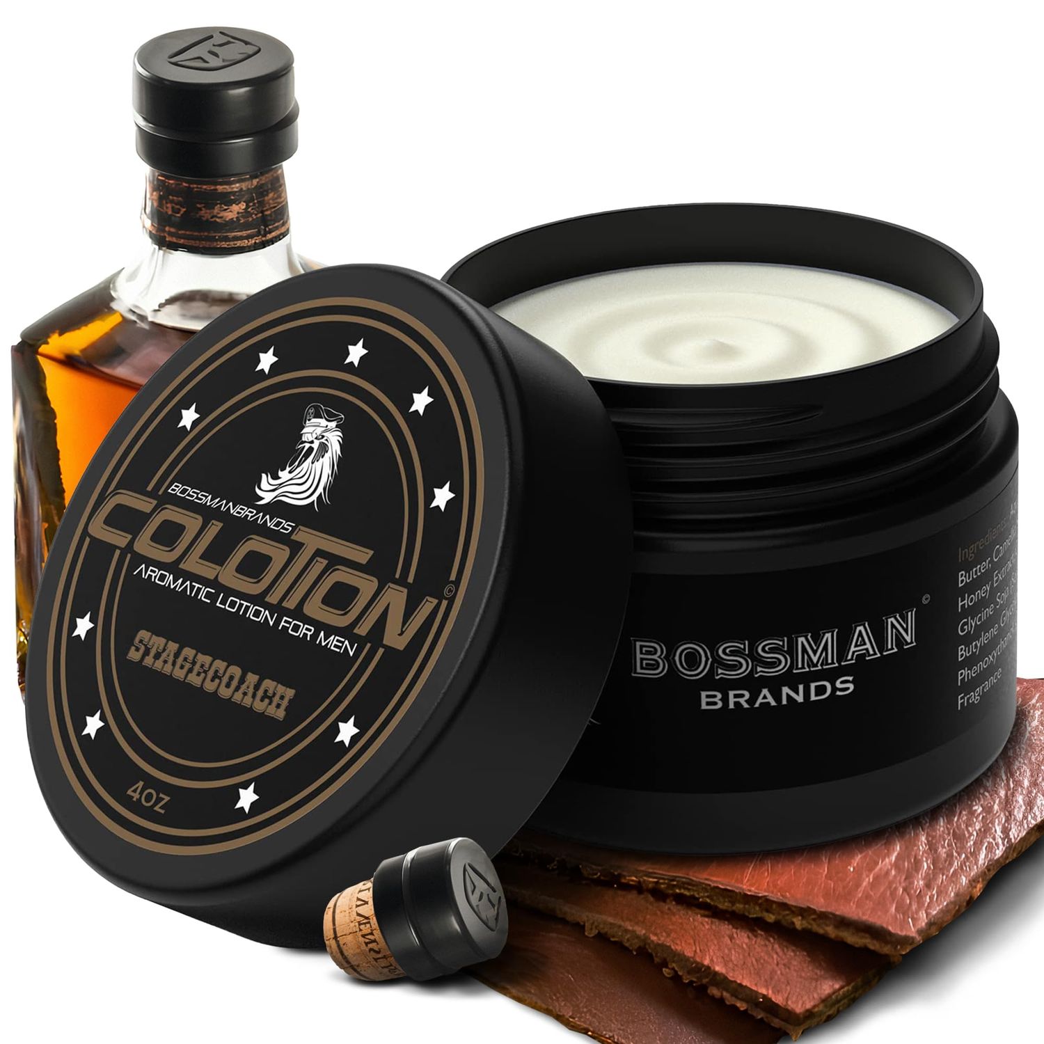 Bossman Colotion (Stagecoach Scent) - 2-in-1 Men&#39;s Lotion Cologne, Moisturizing Hydrating Scented Body Cream for Daily Use