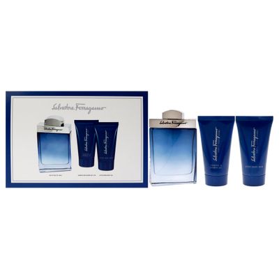 Salvatore Ferragamo Subtil for Men - 3 Pc Gift Set 3.4oz EDT Spray, 2.5oz Shampoo and Shower Gel, 1.7oz After Shave Balm
