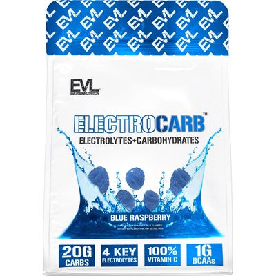 Evlution Nutrition ElectroCarb - Electrolytes Carbohydrates - Hydration Support, Endurance Muscle Recovery - 20g Carbs, 4 Key Electrolytes 1g BCAAs - Blue Raspberry - 30 Servings