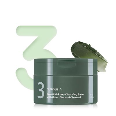 numbuzin No.3 Pore Makeup Cleansing Balm with Green Tea and Charcoal Quick Easy Cleansing, Reduces Blackheads, No Fragrance, 2.99 oz