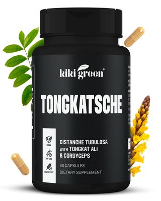KIKI Green Tongkat Ali Supplement for Men - Tongkatsche with Cistanche Tubulosa, Cordyceps - Energy, Recovery, Vitality Support - 90 Vegan Capsules 400mg Extracts