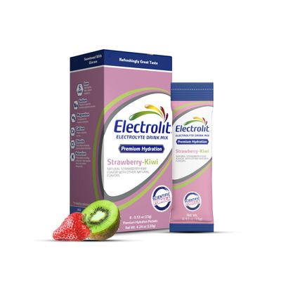 Electrolit Electrolytes Powder Packets, Strawberry Kiwi 8 Pack, Powdered Hydration Packets for Dehydration Rehydration, Post Workout Flavored Hydrating Drink Mix, Gluten Free Water Enhancer Sticks
