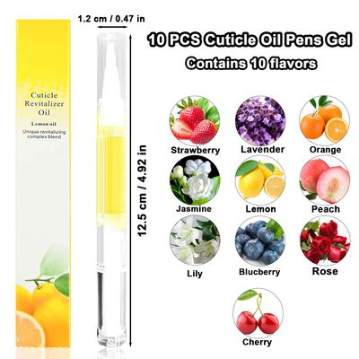 xlehoely 10 PCS Cuticle Oil Pen,Nail Oil Cuticle Pens for Nails Moist and Treatment,10 Fruit Plant Fragrance Cuticle Repair Oil Pen for Nail Care,Nail Cuticle Oil Pen Nourishment Polish with Vitamins