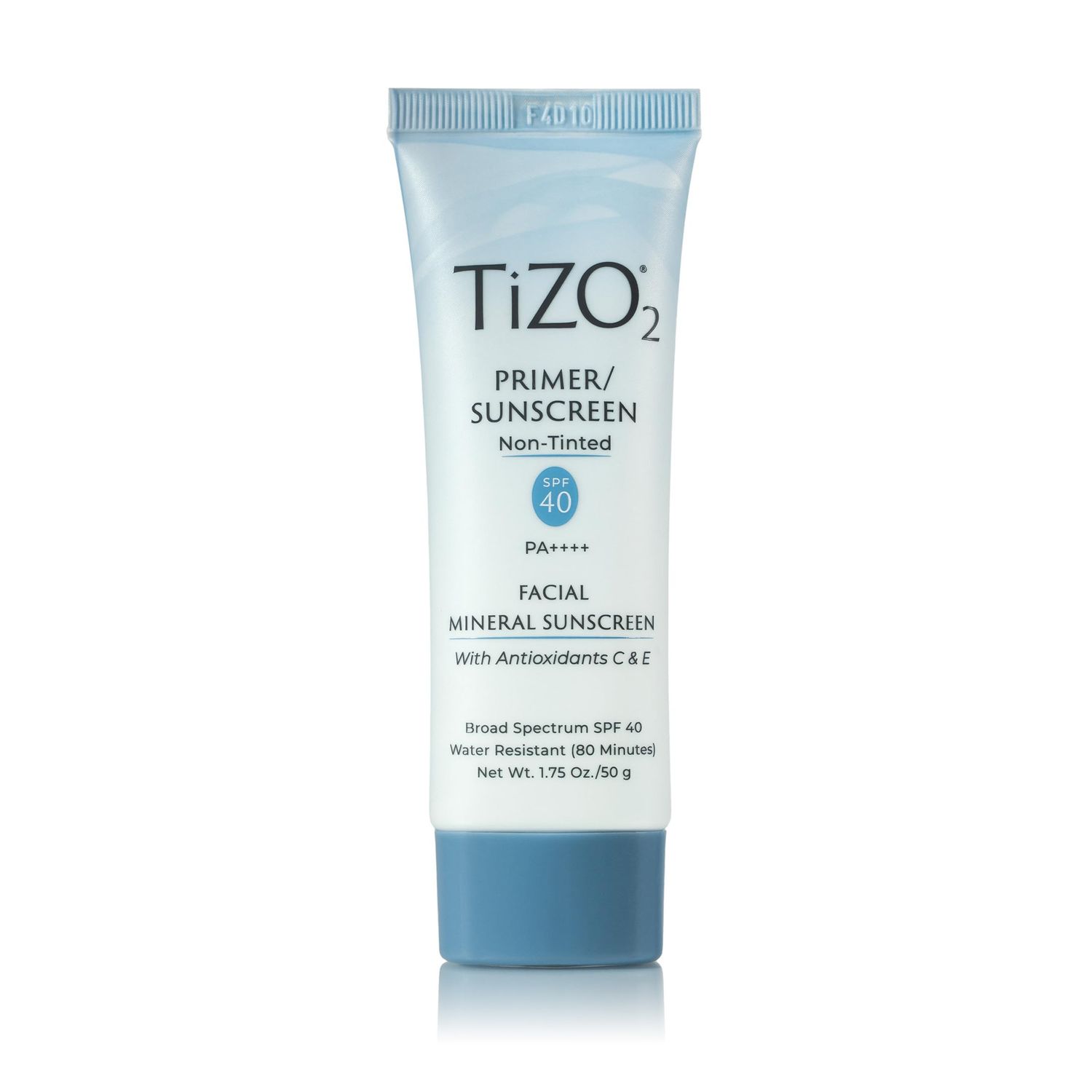 TiZO2 Facial Mineral Sunscreen and Primer, Non-tinted Broad Spectrum SPF 40 with Antioxidants, Sheer matte finish, Fragrance-Free, Oil-Free, Dermatologist-recommended, PA 1.75 oz
