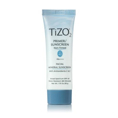 TiZO2 Facial Mineral Sunscreen and Primer, Non-tinted Broad Spectrum SPF 40 with Antioxidants, Sheer matte finish, Fragrance-Free, Oil-Free, Dermatologist-recommended, PA 1.75 oz