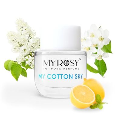 MYROSY My Cotton Sky Deodorizing Perfume Oil for Women- Dermatologist Approved- Intimate Fragrance- Hypoallergenic, Long Lasting, Alcohol Paraben-Free, Odor Control, Fragrance Oil for Feminine Area