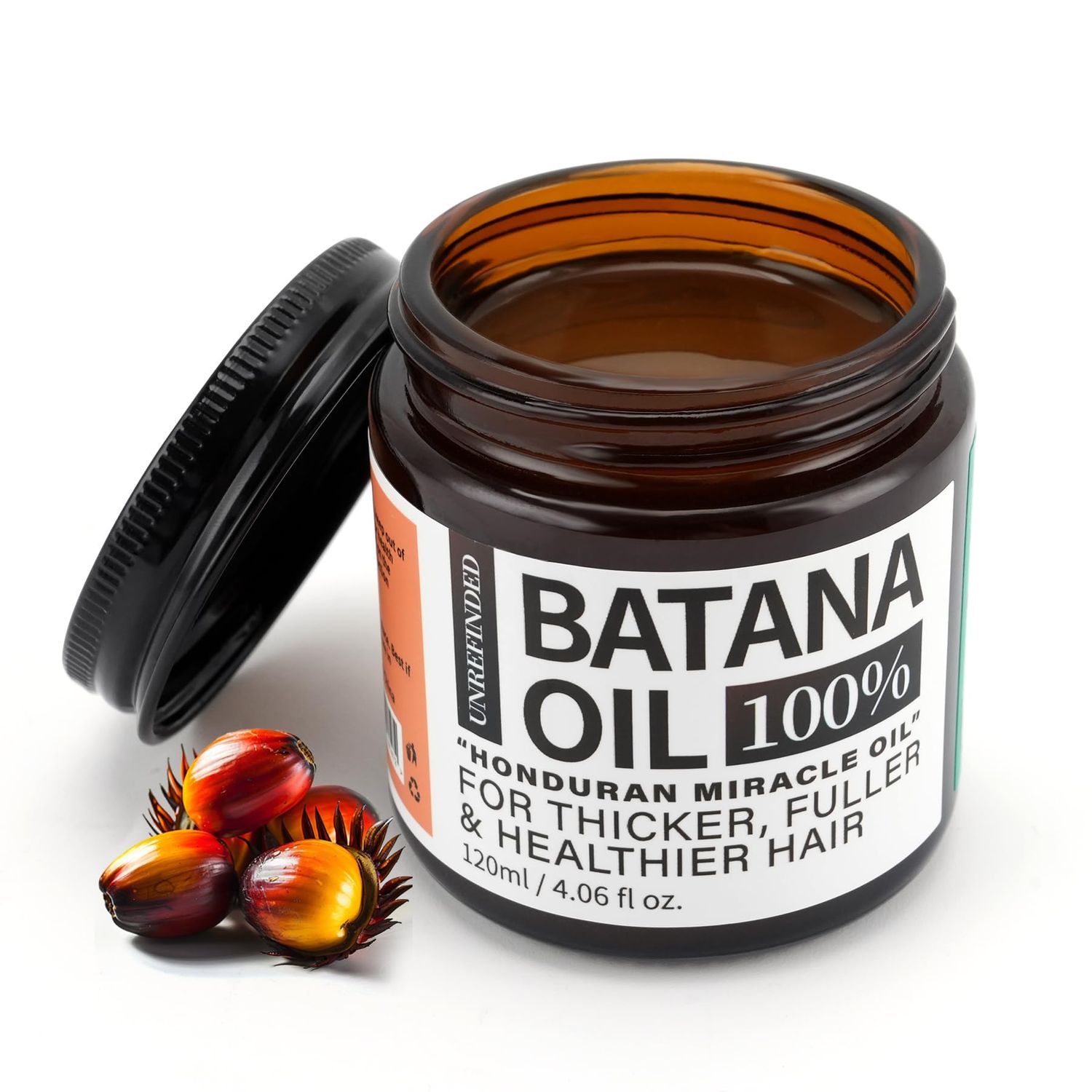 Batana Oil for Hair Growth Dr. Sebi 100 Natural, Unrefined and Organic Batana Oil from Honduras, for Frizz, Split Ends, Texture Shine, 4.06 Ounce Jar