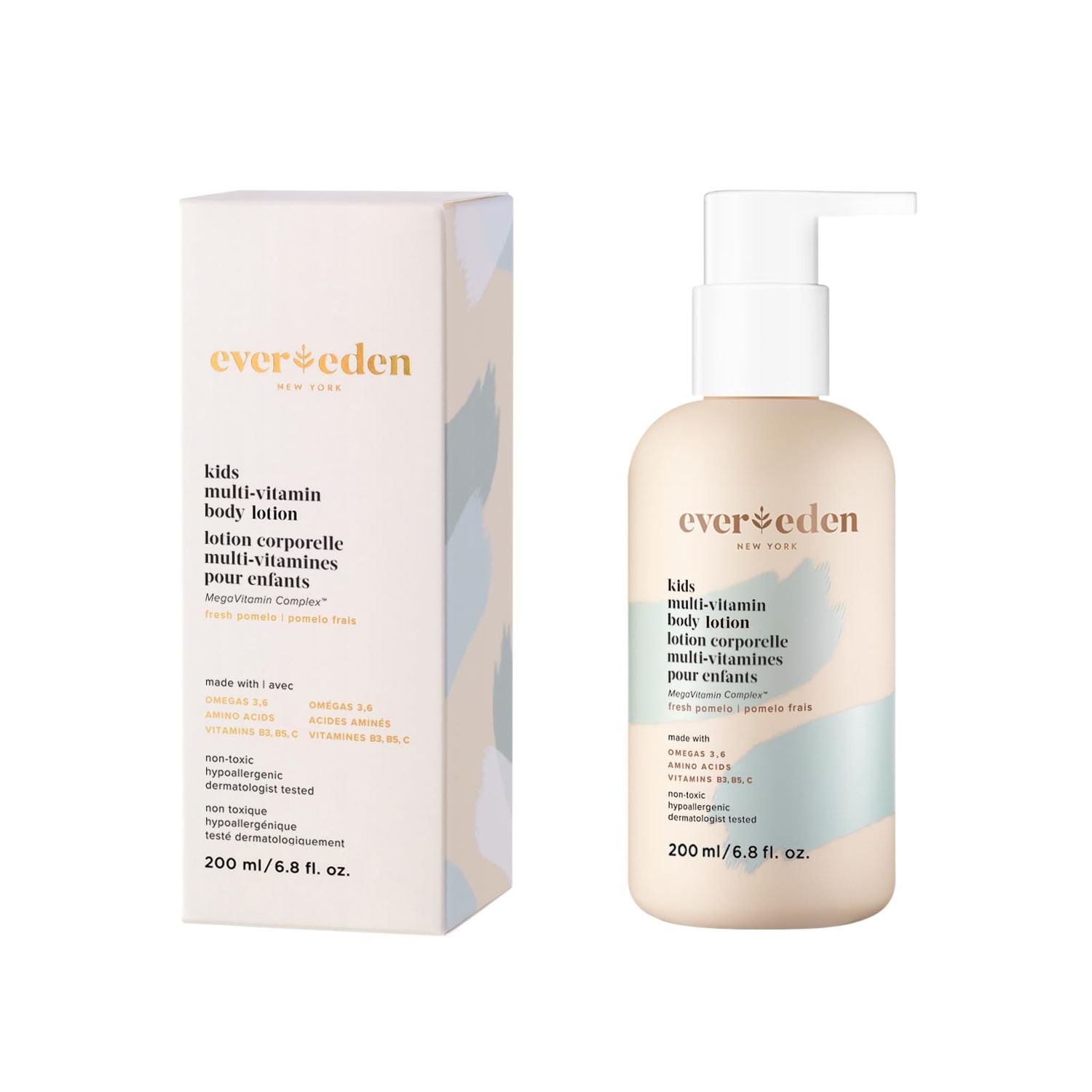 Evereden Kids Multi-Vitamin Body Lotion (6.8 fl.oz., Fresh Pomelo) Gentle Non-Toxic Moisturizing Kids Lotion Nourishing Protective Lotion for Kids