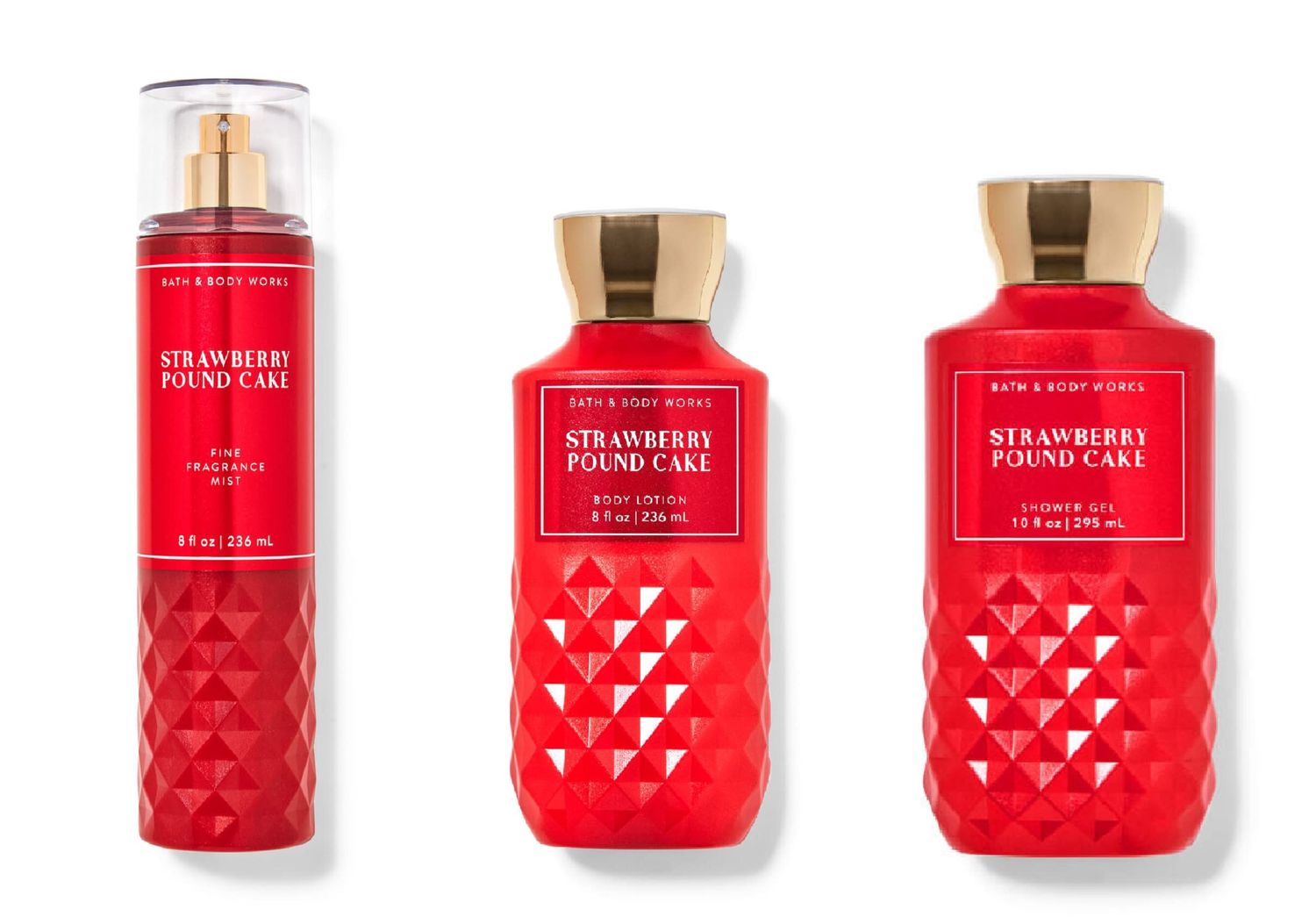 Bath and Body Works - Strawberry Pound Cake - Daily Trio - Fall 2020 - Shower Gel, Fragrance Mist Body Lotion