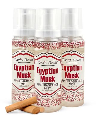 Tom&#39;s River Fine Fragrance Body Hair Mist Egyptian Musk Scent (Pack of 3) For Daily Use Travel-Friendly 2 fl oz 60ml per Bottle