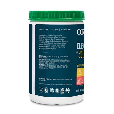 Organik Electrolytes with Enhanced Collagen Powder for Women Men - 360g - Zesty Lemon Berry-Flavored Effervescent Electrolyte Collagen Drink Mix - Deep Hydration, Mobility, Skin, Hair, Nails