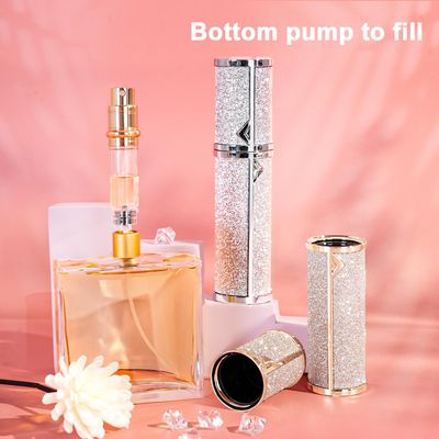 Travel Perfume Bottle Refillable,Atomizer Travel Bottom-Filling Fragrances Perfumes Bottle,Mini Cologne Dispenser, Leak-Proof Portable Sprayer Pocket Size for Women Men Cruise Car Trip Gift 5ML(Gold)