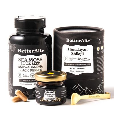 Better Alt Shilajit Resin 30 gm Sea Moss Capsules Energy Duo Pure Himalayan Shilajit Gold Grade for Men Women with High Potency Irish Sea Moss with Black Seed Oil